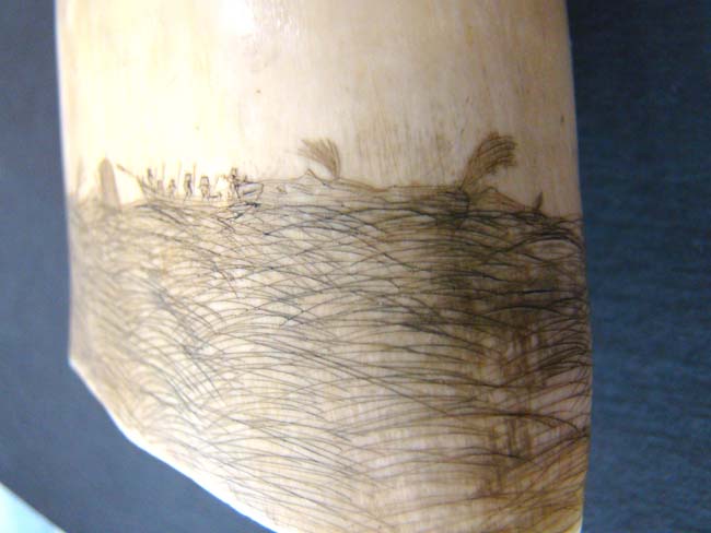 A fine 19th century Scrimshawed Whale's Tooth depicting a whale hunt — image 7